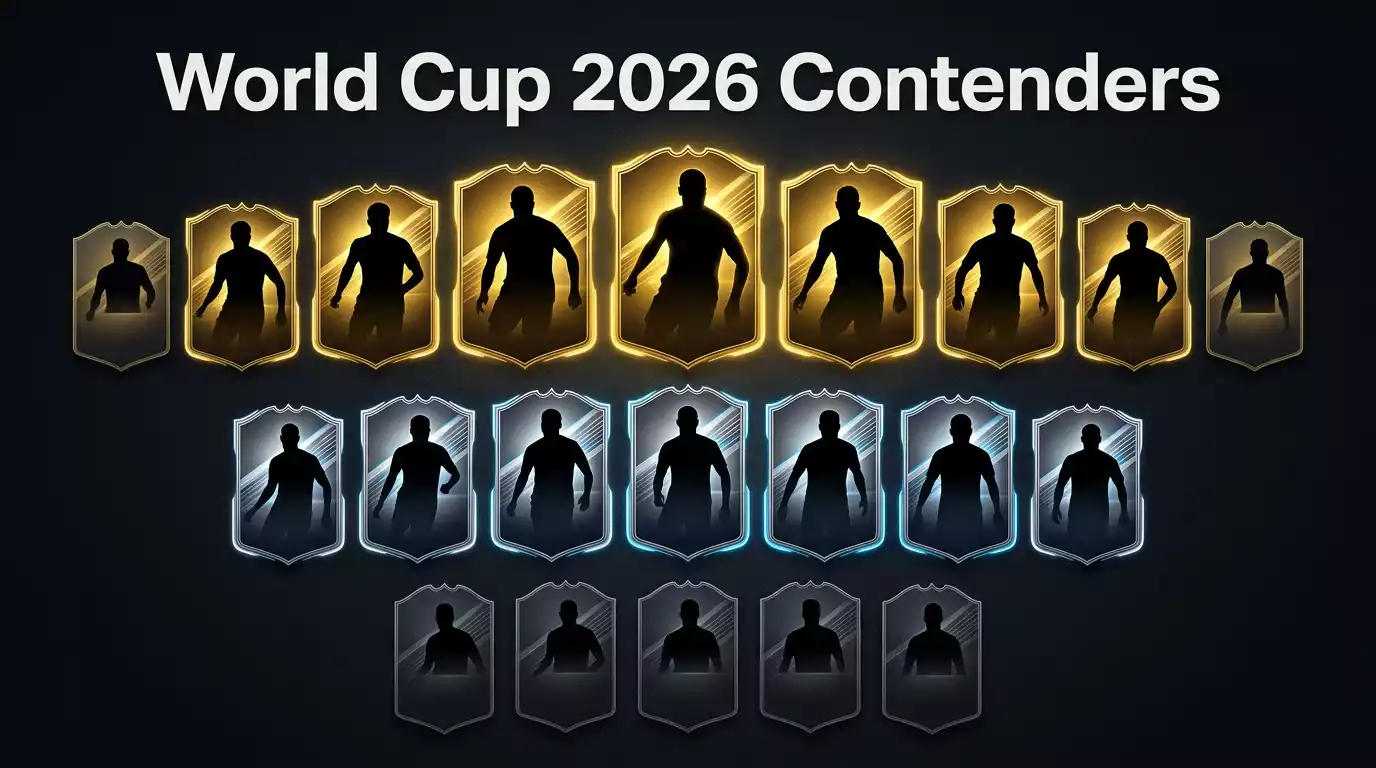 Tiered ranking graphic of World Cup 2026 outright contenders